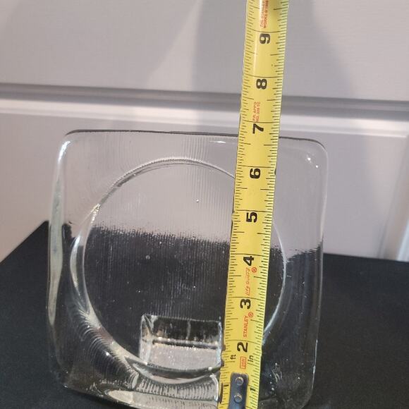 Vintage MCM Wiesenthal Hutte Photo Frame Ribbed Glass Square Weighted Rare - Picture 7 of 9